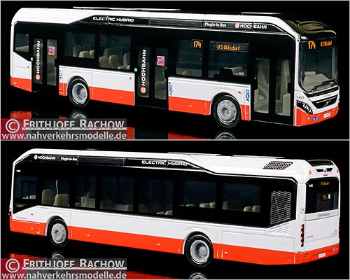 Holland-oto Motorart Busmodell Artikel SIM10139 Volvo 7900 Electric Hybrid Hamburger Hochbahn A G H H A