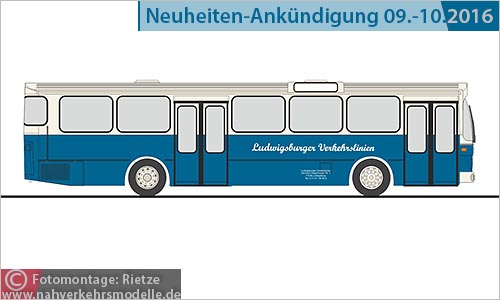 Rietze Busmodell Artikel 74301 Mercedes-Benz O 305 StLB Ludwigsburger Verkehrslinien