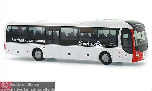 Rietze Busmodell Artikel 65834 M A N Lions Regio Saar Pfalz Bus G m b H Saarbrcken SaarLuxBus