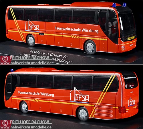Rietze Busmodell Artikel 65528 M A N Lion's Coach Staatliche Feuerwehrschule Wrzburg