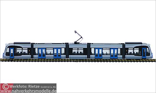 Rietze Linie 8 Straenbahnmodell Artikel STRA01072 Siemens Combino Stadtwerke Ulm Wagen 44 Max Eyth
